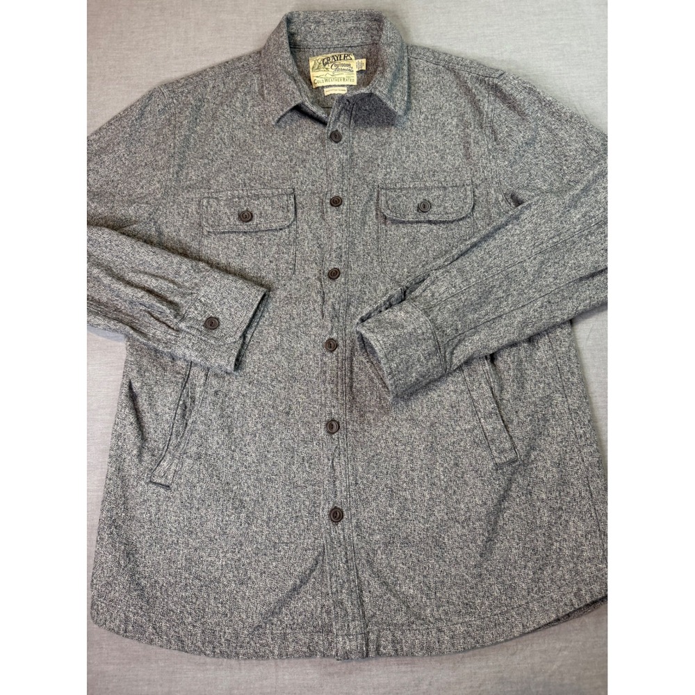 Grayers Shirt Jacket Mens Large L Grey Cold Weather Rated Cotton Shacket Heavy